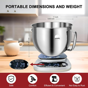 <span class=keywords><strong>Bol</strong></span> mélangeur compatible <span class=keywords><strong>KitchenAid</strong></span> 7QT, en acier inoxydable, qualité alimentaire, compatible lave-vaisselle, pièces de rechange pour batteur sur socle. - Product Image 5