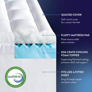 Tapis de matelas ferme de 4 pouces Tapis de matelas en mousse à mémoire de forme en gel pour caisse à œufs pleine grandeur Lit double - Product Image 2