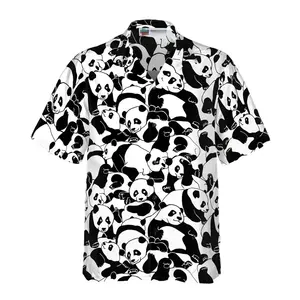 2023 New giant panda pattern beach clothes quick drying anti-wrinkle heat sublimation summer Hawaii vacation shirt