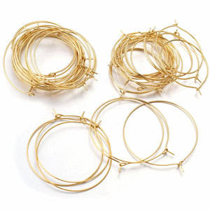 Strutture per Orecchini a Cerchio in Acciaio Inossidabile con Placcatura PVD <span class=keywords><strong>Oro</strong></span> 18K per Creazione di Gioielli Fai-da-Te | Componenti per Orecchini a Cerchio Aperti | Forniture per Bigiotteria all'Ingrosso - Product Image 1