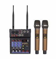 Console de mixage professionnelle Dj Mixer 4 voies, petite console de mixage avec 2 microphones