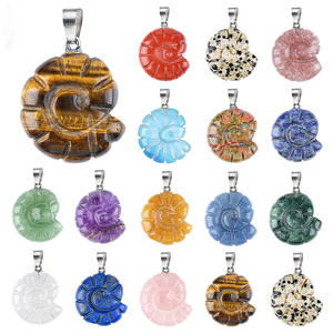 Pendentifs en cristal mélangé en forme d'<span class=keywords><strong>ammonite</strong></span> (cristal de quartz rose, améthyste, lapis-lazuli) pour Halloween et cadeaux Feng Shui - Vente en gros - Product Image 1