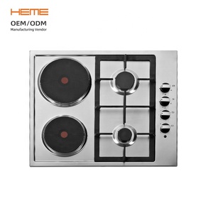 Table de cuisson intégrée 2 brûleurs <span class=keywords><strong>gaz</strong></span> et 2 brûleurs électriques en acier inoxydable, plaque de cuisson électrique et <span class=keywords><strong>gaz</strong></span> pour usage domestique, appareil électroménager - Product Image 1