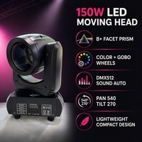iTOPLITE - Luz Móvil de Cabeza LED de 150W para Escenario, 18 Prismas, DMX512, Iluminación de Color Cambiante para Bodas, Clubes y Escenarios