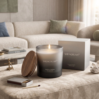 Porte-bougie parfumée en verre coloré avec impression offset, résistant à la chaleur, pour la table de Noël et la décoration de la maison