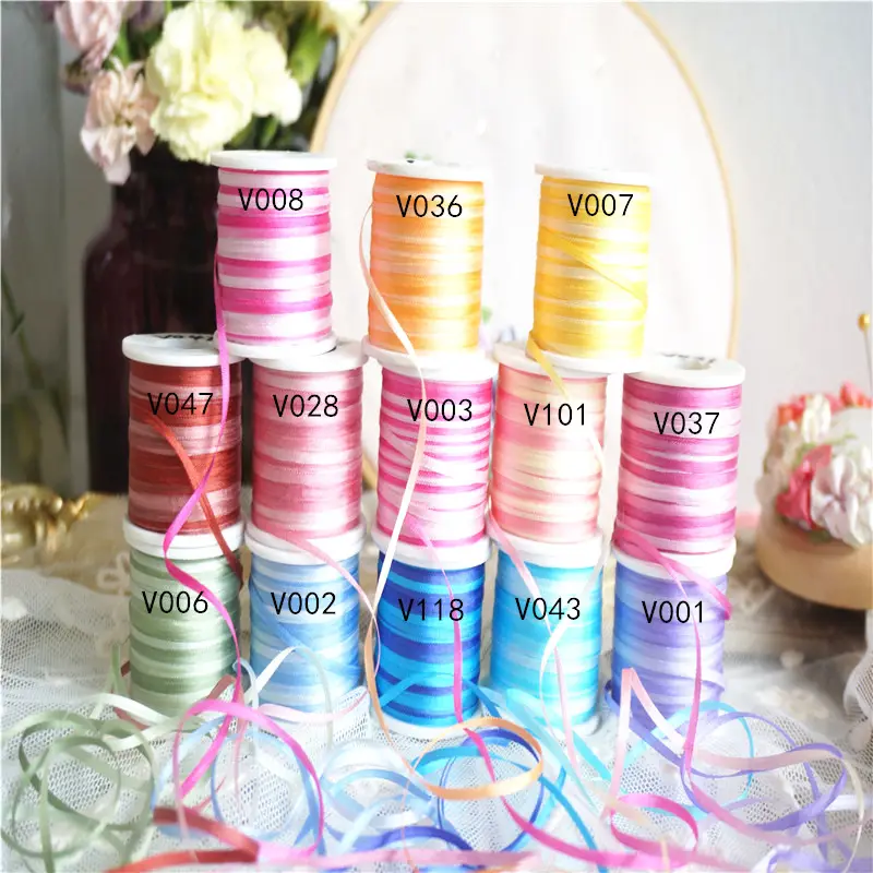 2Mm Tinh Khiết Lụa Ribbon Nhuộm Màu Sắc Đa Dạng Wedding Ribbon Ins Phong Cách Ribbon Thêu