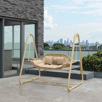 Balançoire suspendue 2 places de style moderne Coussins épaissis Coussin en rotin Porche Hamac Chaise Mobilier d'extérieur Balançoires de patio
