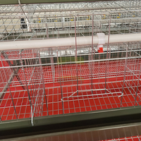 Cage à volailles de type Great Farm, 3 étages, 4 portes par niveau, en fil d'acier galvanisé avec abreuvoir et plateau à œufs