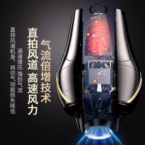 Sèche-cheveux haute vitesse 2000W avec moteur AC, professionnel pour salon et usage domestique, soin lumière bleue, séchage rapide, buse unique, noir - Product Image 1