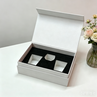Boîte à cosmétiques en carton blanc de qualité supérieure, aimantée, avec logo personnalisé, boîte en papier rigide, éponge, emballage cadeau élégant