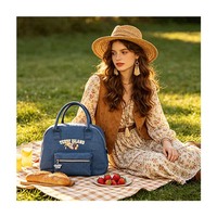 Sac à main femme en jean délavé personnalisé OEM, sac à poignée supérieure rétro, grande capacité pour le quotidien, le bureau et les trajets, avec fermeture éclair