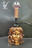 Ensemble de chicha de luxe arabe avec boîte cadeau finition miroir, design en résine écologique et durable pour une utilisation en boîte de nuit