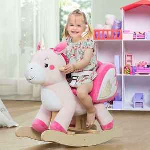 Style européen enfants rose poupée <span class=keywords><strong>animal</strong></span> en peluche cheval jouet cheval à <span class=keywords><strong>bascule</strong></span> chaise pour bébé - Product Image 4