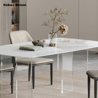 Moderner 4-Sitzer Schwebender Esstisch mit Transparenter Acrylbasis und Rechteckigem Schiefertisch für Heim- und Büromöbel