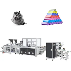 2 lines automatic Biodegradable Starseal bottom flat pre-open bag plastic garbage on roll making machine