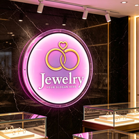 Letrero de Acrílico Redondo Luminoso Personalizado con Logotipo para Joyerías, Panel de Pared Iluminado Premium para Centros de Maquillaje y Uñas