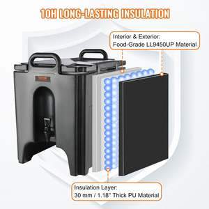 Dispensador de bebidas aislado de 10 galones de grado alimenticio LL9450UP enfriador térmico de bebidas servidor caliente/frío 1,18 capa de PU grifo de dos etapas - Product Image 3