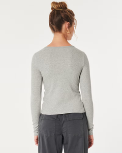 <strong>Womens</strong> Long Sleeve Shirts Casual Fall <strong>Henley</strong> <strong>Tops</strong> Button Down <strong>s</strong> Basic Ribbed Knit T-Shirts - Product Image 2