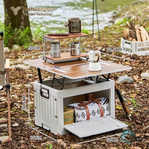 Yachuangxin Foldable Plastic <b>Storage</b> <b>Box</b> Rectangle Outdoor Portable Organizing Bin for <b>Camping</b> and Car Use - Product Image 4