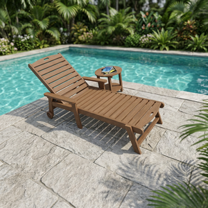Chaise longue d'extérieur en teck massif, inclinable et réglable, avec roulettes, pour jardin, terrasse, piscine - Product Image 4