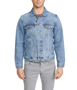 Giacca di <span class=keywords><strong>Jeans</strong></span> con LOGO personalizzato alla moda e lavata per <span class=keywords><strong>uomo</strong></span> giacca <span class=keywords><strong>Jeans</strong></span> Multi tascabile cappotto Casual - Product Image 1