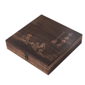 Boîte à thé en bois 25x25x6 cm, rectangulaire, en bois massif, pour le stockage du thé Pu Er Fuding, emballage du thé blanc, origine Shandong - Product Image 1