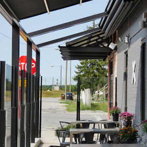 Barandilla de vidrio ajustable en altura Pantalla de viento <span class=keywords><strong>Cortavientos</strong></span> retráctil de aluminio - Product Image 1