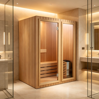 Cabine de sauna à vapeur sèche 1200x1000x2000mm en bois de pruche avec verre trempé de 8mm pour la relaxation intérieure à domicile