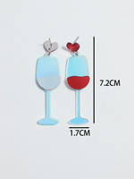 Prix usine Laser rouge verres à vin créatif résine Champagne romantique saint valentin coeur accessoires acrylique boucles d'oreilles goutte