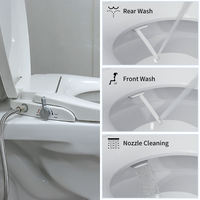 Abattant de toilette intelligent non électrique à double buse V/O, à fermeture lente, allongé, à ouverture frontale, en PP, pour lavage de salle de bain