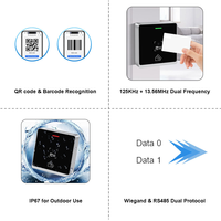 Lecteur de codes QR RFID tout-en-un, lecteur de cartes à code-barres pour contrôle d'accès, 125 kHz/13,56 MHz Wiegand 26-64 bits RS485 EM++
