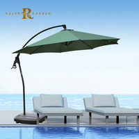 Parasols de jardin de luxe, auvents rétractables pour terrasse, villa rouge Roma 4m, lumières solaires solaires