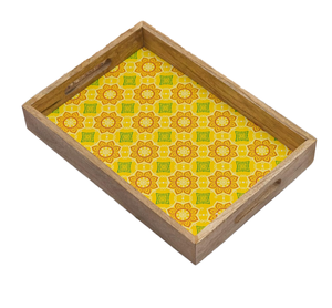 Bandeja Rectangular de Madera Premium con Diseño Art Deco, Tema Floral, Acabado Pulido Liso, para Ramadán, Bodas y Fiestas, en Múltiples Piezas - Product Image 1