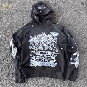 Custom Men Heavy Fleece Half <b>Spray</b> Washing Cropped Screen Flare Sweatpants Hoodie <b>Sets</b> Vintage - Product Image 1