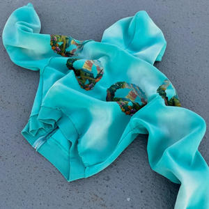 Sudadera con Capucha Corta de Estilo Urbano, Color Azul <span class=keywords><strong>Cielo</strong></span>, Estampado Digital en la Parte Delantera, Preencogida, Suave, de Felpa Francesa, con Dobladillo Acanalado de Alta Calidad y Cierre de Cremallera - Product Image 2