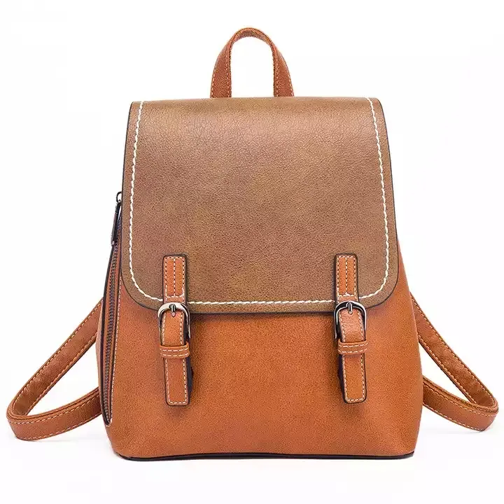 Customized bags sustainable vegan pu leather hand bags women flap backpack back pack for lady