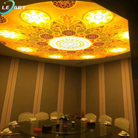 Papel Tapiz 3D para Techo de PVC Dorado con Diseño de Satén Cielo Raso LeArt Led para Casas Prefabricadas