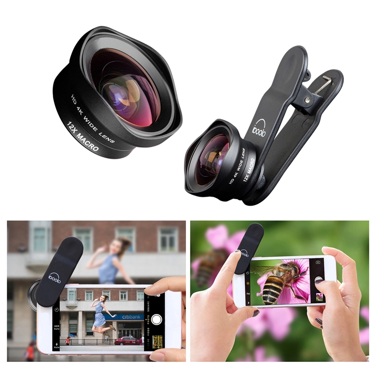 Two in One 16mm Wide Lens + 12X Macro Lens Set Clipon Phone Camera Lens Addon Lenses Kit