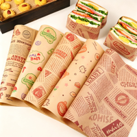 Kertas Pembungkus Makanan Sekali Pakai Anti Minyak, Tahan Air, Ramah Lingkungan, Biodegradable, dengan Cetak Logo Kustom untuk Hamburger dan Sandwich