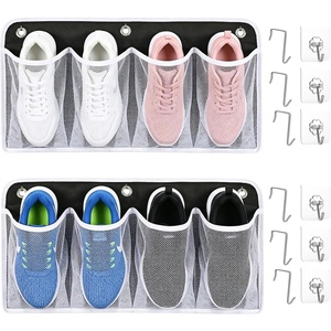 Organisateur de chaussures mural pour camping-car en tissu non tissé avec 4 poches en filet, étagère à chaussures suspendue pour lits superposés, dortoir, entrée, camping-car - Product Image 1