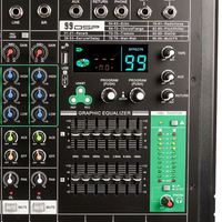Console de mixage audio numérique professionnelle 8 canaux avec effet de réverbération intégré pour la scène, fonction d'annulation du bruit