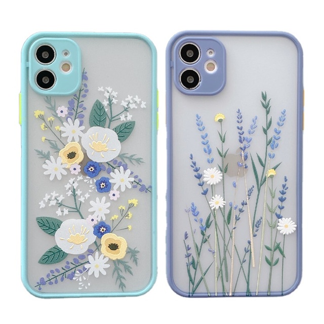 Girl Style Clear Flower Matte Luxury Design Cases with Logo for for 14 13 12 11 XR X XS 8 7 6 SE