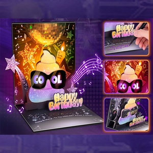 Mới Sáng Tạo Vui Chết Thật Mát Vui Sinh Nhật Thẻ 3D Popup Thiệp Chúc Mừng Rocking Âm Nhạc Ánh Sáng Cho Bạn Bè Quà Tặng - Product Image 5