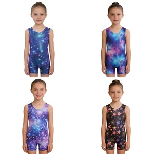 Traje de Danza Contemporánea para Niñas de 3 a 11 Años, Leotardo con Estampado de Estrellas, Mono hasta el Muslo para Gimnasia y Patinaje Artístico - Product Image 1