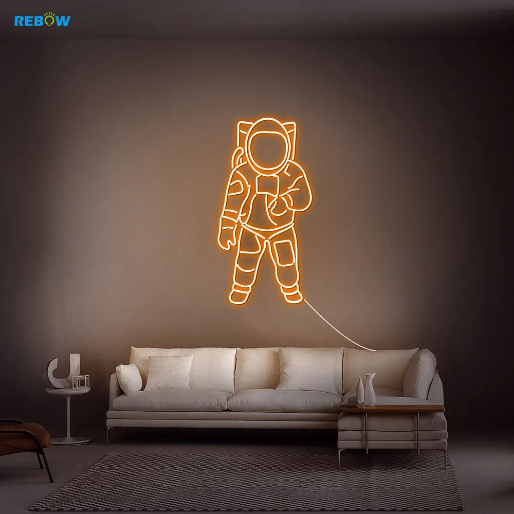 Rebow dropshipping cosmonauta lettere del tubo al neon segno luci di portello di vetro della decorazione della parete luci al neon