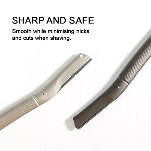 <span class=keywords><strong>Rasoir</strong></span> de luxe en acier inoxydable pour femme, ensemble de tondeuses à sourcils métalliques, outil de dermaplaning avec boîte d'emballage, vente en gros - Product Image 3