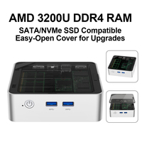 Professional Mini Desktop PC with AMD Ryzen 3200U, Dual 4K HDMI, 10Gbps USB 3.2, WiFi 6 and Windows 10/11