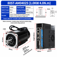 Moteur servo AC 750W 1000W 4N.m 2500 tr/min, kit de commande servo EtherCAT 80ST-AM04025 220V avec encodeur 23 bits pour routeur CNC