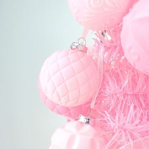 <b>Pastel</b> Pink Plastic Flocked Christmas Baubles Set Embossed Swirl Pattern European Style Multi-Size NEW ARRIVAL Wedding <b>Decor</b> - Product Image 4