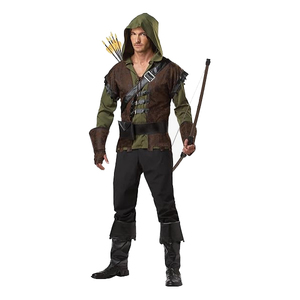 Ecowalson uomini adulti pettirosso cappuccio foresta elfo Costume Halloween tribù indiana uomini Cosplay Costume - Product Image 3